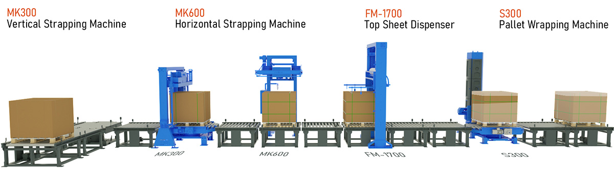 MK300 Automatic Vertical Pallet Strapping Machine Ultrasonic Strapping Head SEPO II